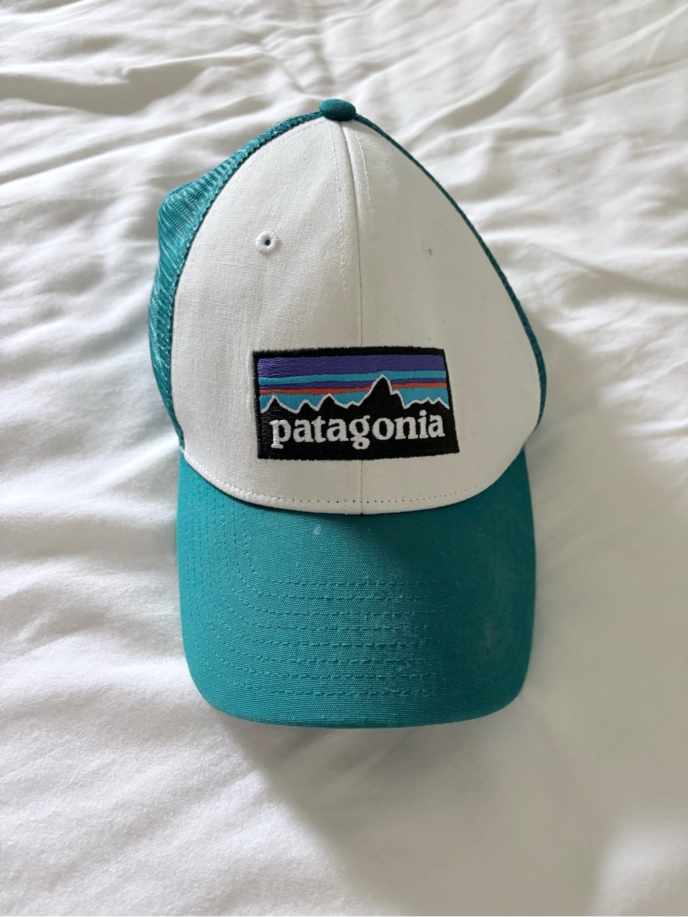 Patagonia Kids Teal and White Mesh Trucker Hat